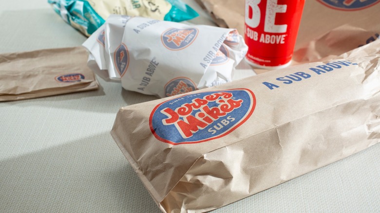 jersey mike's sub with drink and chips
