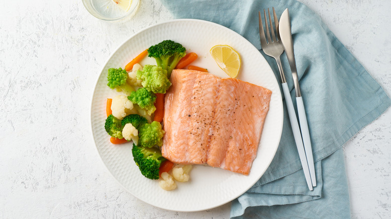 Baked salmon and veggies