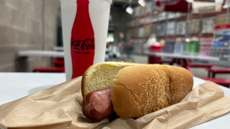costco hot dog and coca cola combo on table