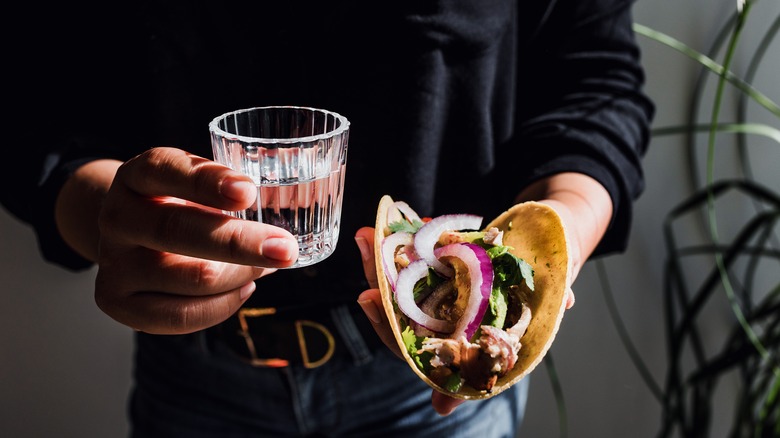 Mezcal and a taco