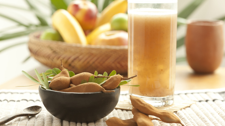tamarind pods and beverage