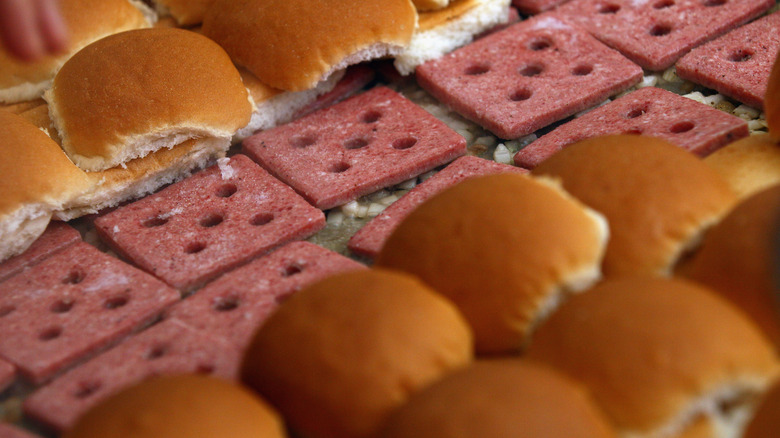 Square White Castle burgers and buns