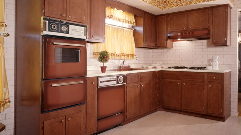 1970s kitchen with brown wall oven
