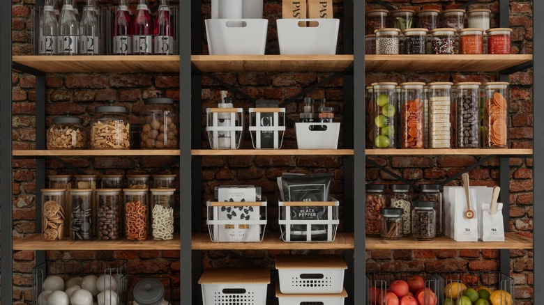 organized pantry with shallow shelves