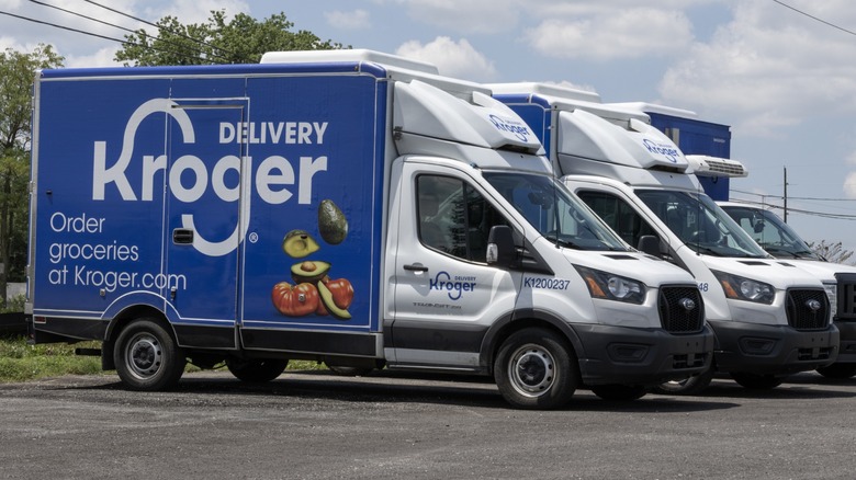 kroger delivery trucks in parking lot