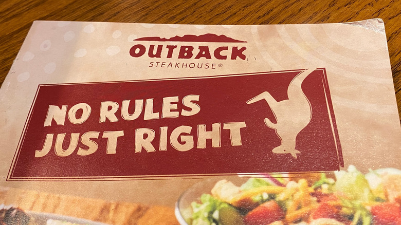 Closeup of Outback Steakhouse menu