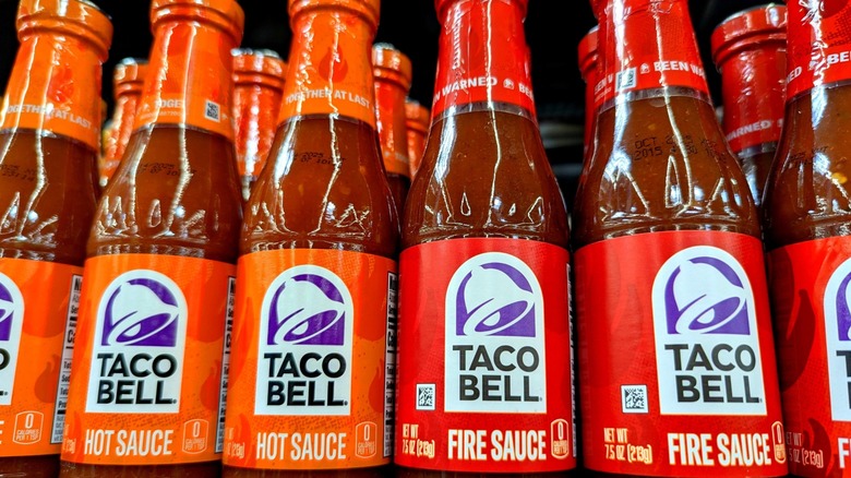 taco bell sauces on grocery store shelf