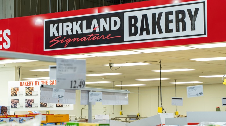 costco bakery sign with kirkland signature logo
