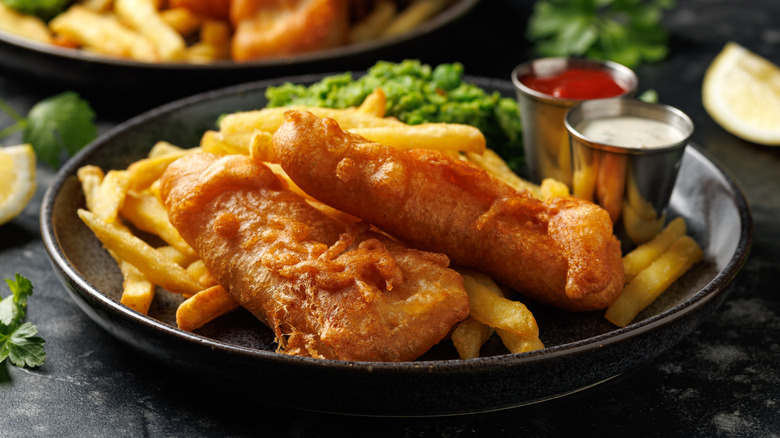 A plate of fish and chips