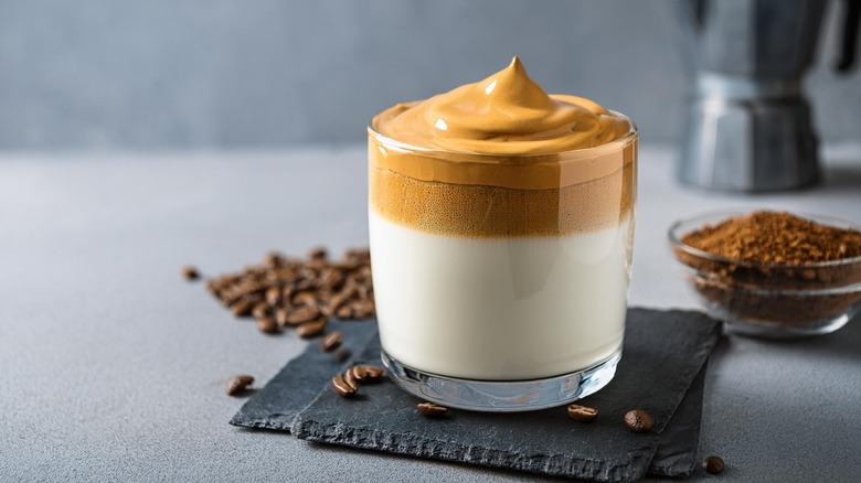 a cup of frothy dalgona coffee