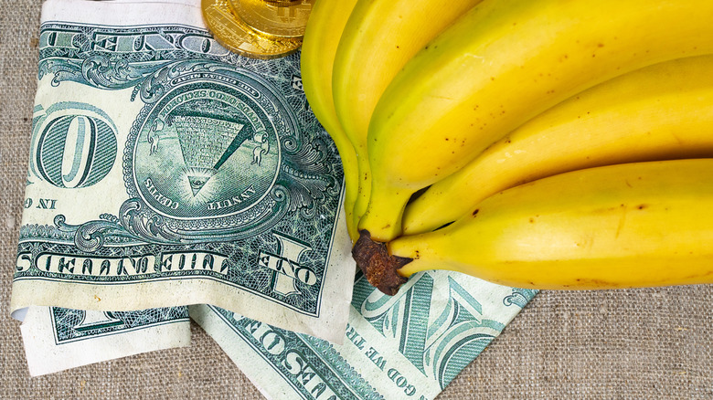 Bananas with one dollar currency bills