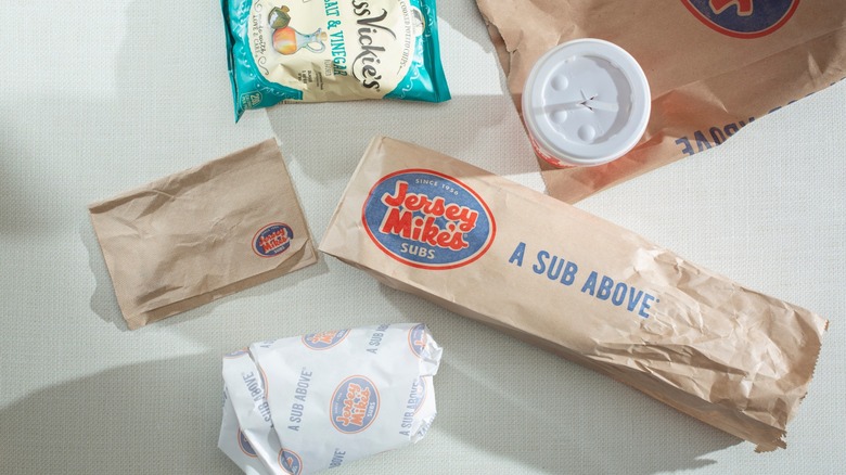 jersey mike's meal with sub, chips, and drink
