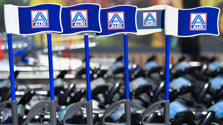 Aldi-branded shopping carts.