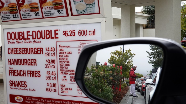 menu board at in-n-out with car window