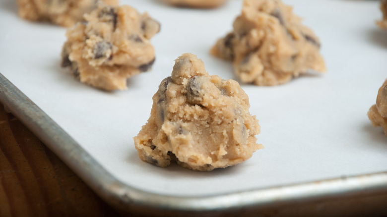 cookie dough on baking sheet