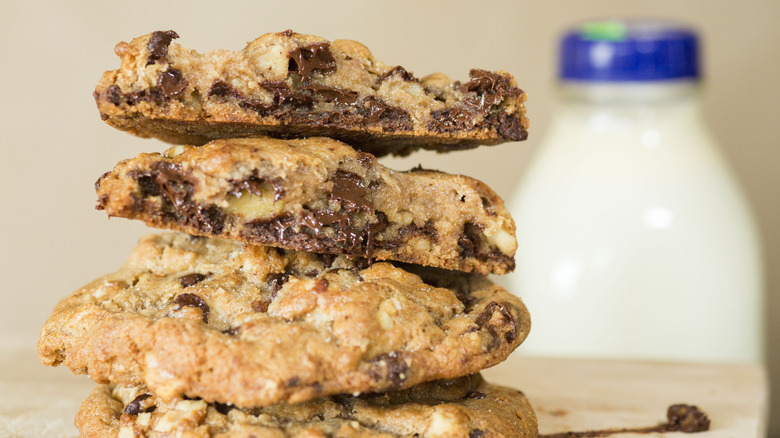 stack of chocolate chip cookies