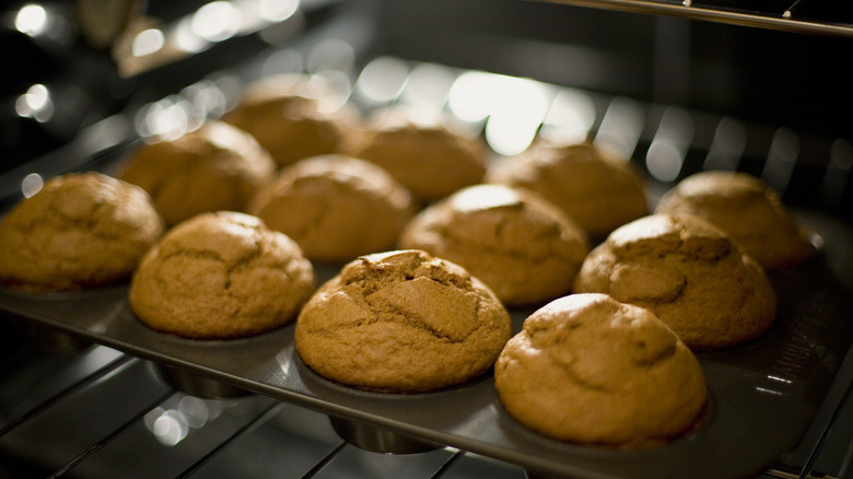 Muffins baking in the oven