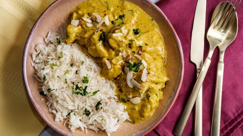 Chicken korma and rice
