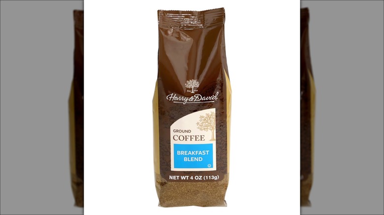 A bag of Harry and David coffee on a white background