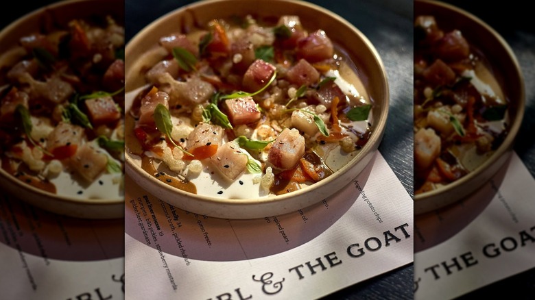 A bowl of Hamachi Poke from Chicago restaurant Girl & the Goat