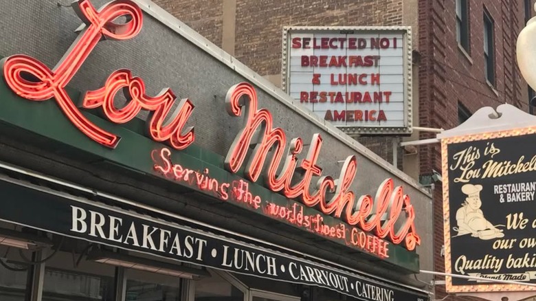 The sign over Chicago's iconic Lou Mitchell's restaurant