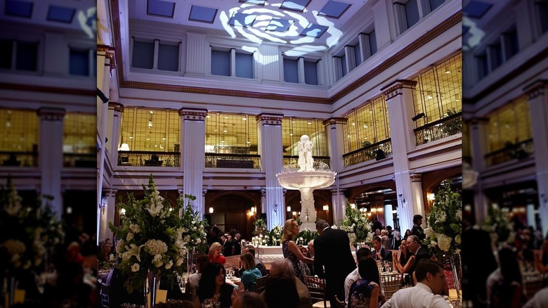 The interior of The Walnut Room iconic restaurant in Chicago