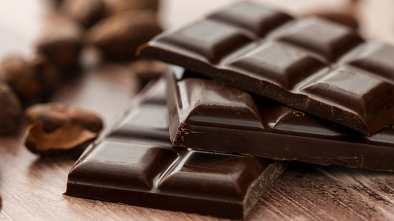 Squares of dark chocolate